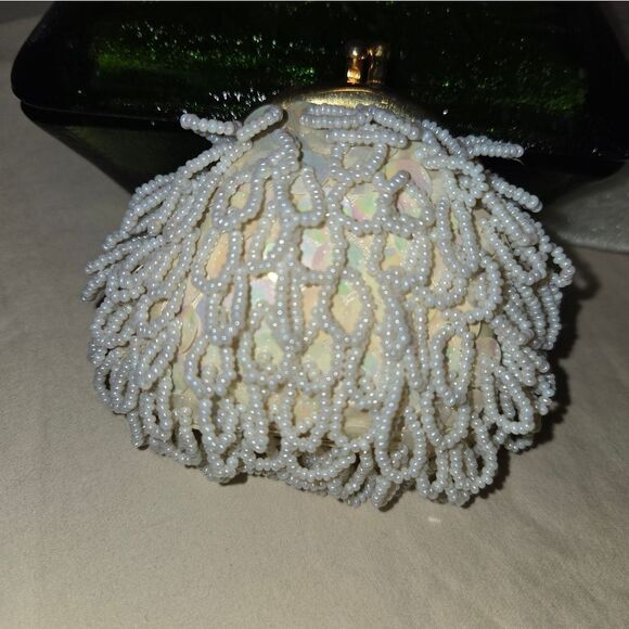 Beaded Evening Purse/coin Bag Evening Round Beaded, Sequins, Rhineston Vtg - Picture 11 of 16
